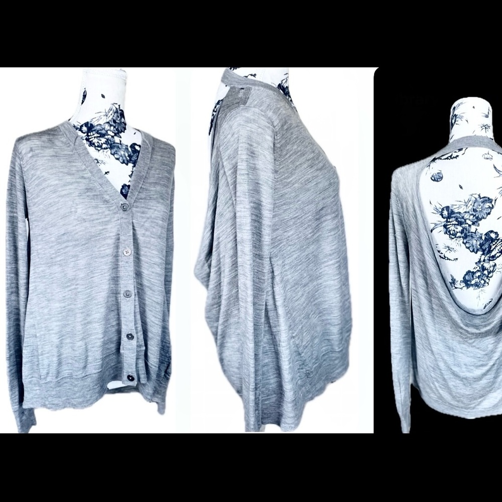 ALEXANDER WANG | XS | Wool Knit Draped Open Back  Light Button Down Sweater Top